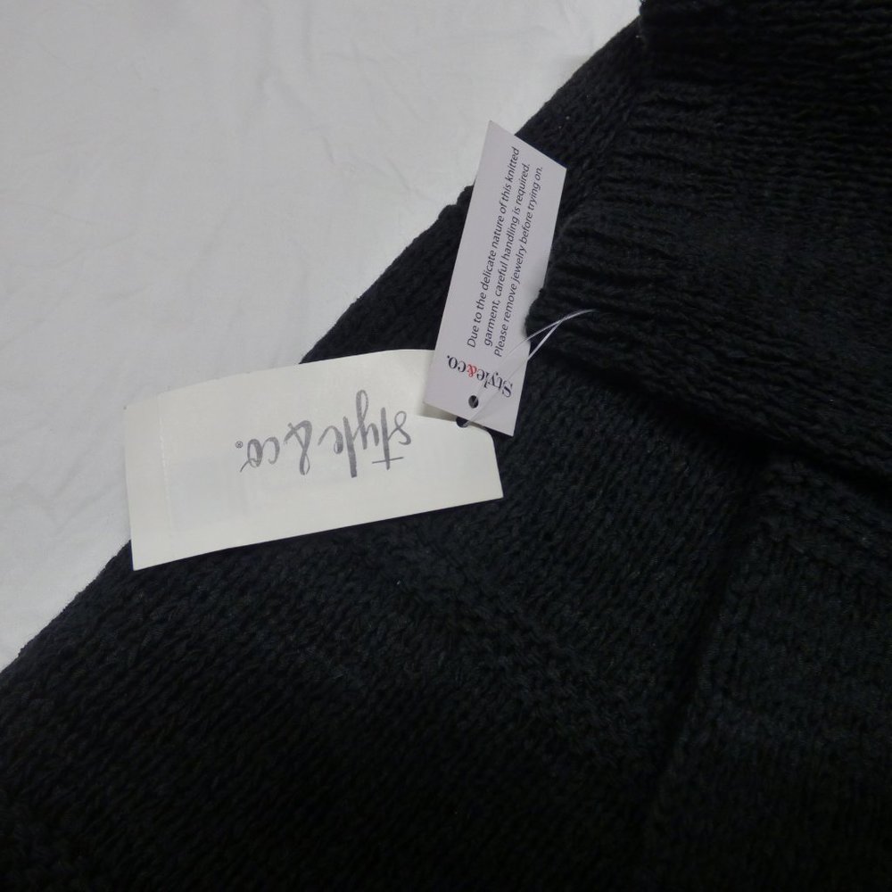 Style & Co Textured-Stripe Pullover Sweater Black - Picture 7 of 7